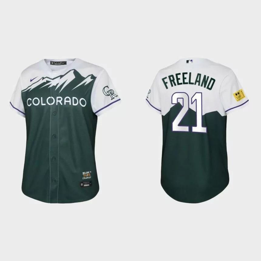 Youth Colorado Rockies Kyle Freeland Green 2022 City Connect Replica Jersey