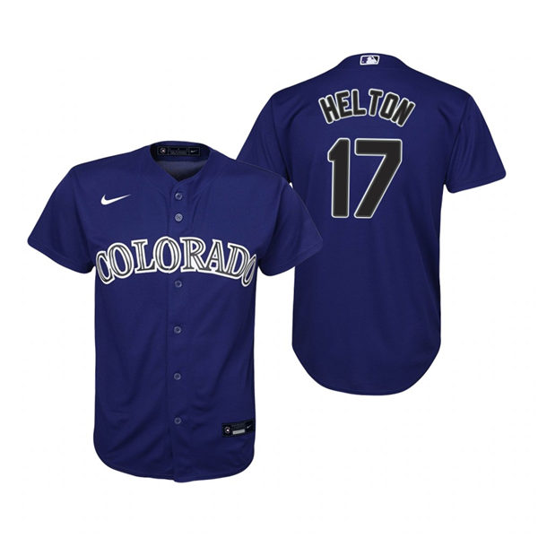 Youth Colorado Rockies Retired Player #17 Todd Helton Stitched Nike Purple Jersey