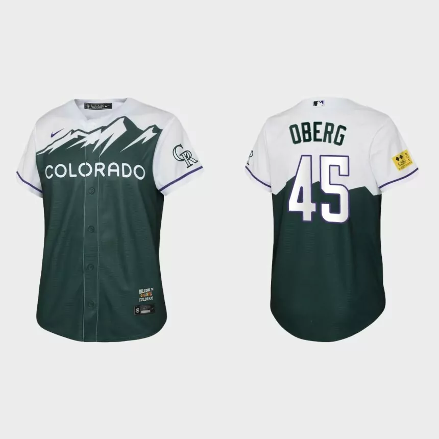 Youth Colorado Rockies Scott Oberg Green 2022 City Connect Replica Jersey