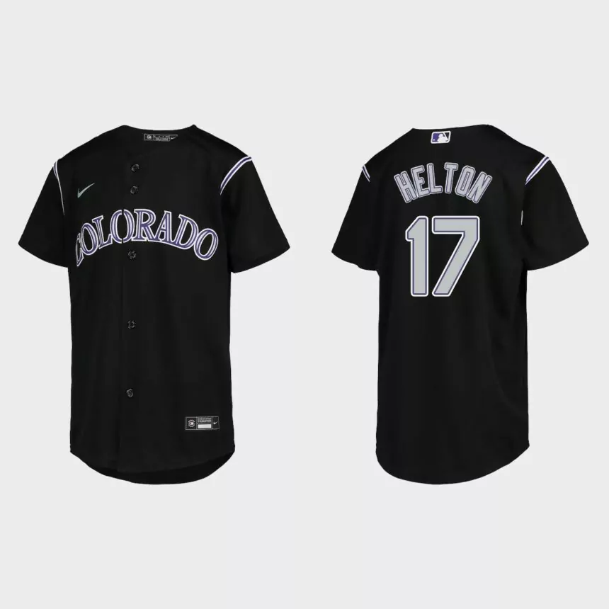 Youth Colorado Rockies Todd Helton Black Replica Jersey
