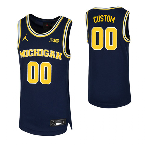 Youth Custom Jersey Navy Michigan Wolverines Replica