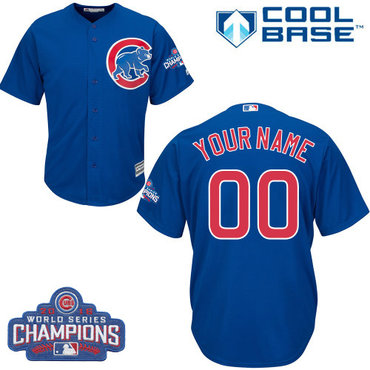Youth Customized MLB Alternate Chicago Cubs 2016 World Series Champions Cool Base Royal Blue Jersey
