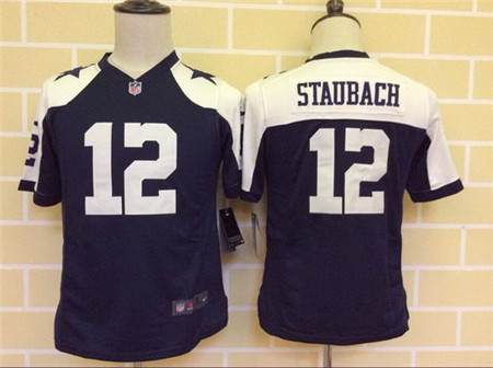 Youth Dallas Cowboys #12 Roger Staubach Nike Blue Thanksgiving Game Stitched Jersey
