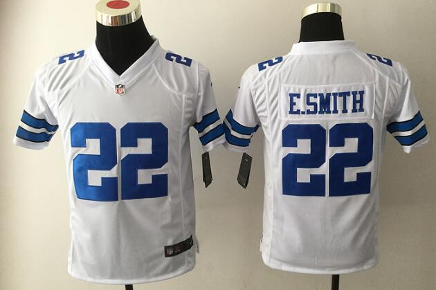 Youth Dallas Cowboys #22 Emmitt Smith Retired White Nike Game Football Stitched Jersey