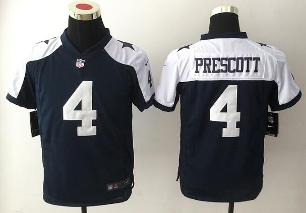 Youth Dallas Cowboys #4 Dak Prescott Navy Blue Thanksgiving Alternate Stitched NFL Nike Game Stitched Jersey