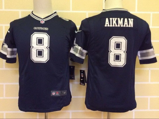 Youth Dallas Cowboys #8 Troy Aikman Navy Blue Team Color NFL Nike Game Stitched Jersey
