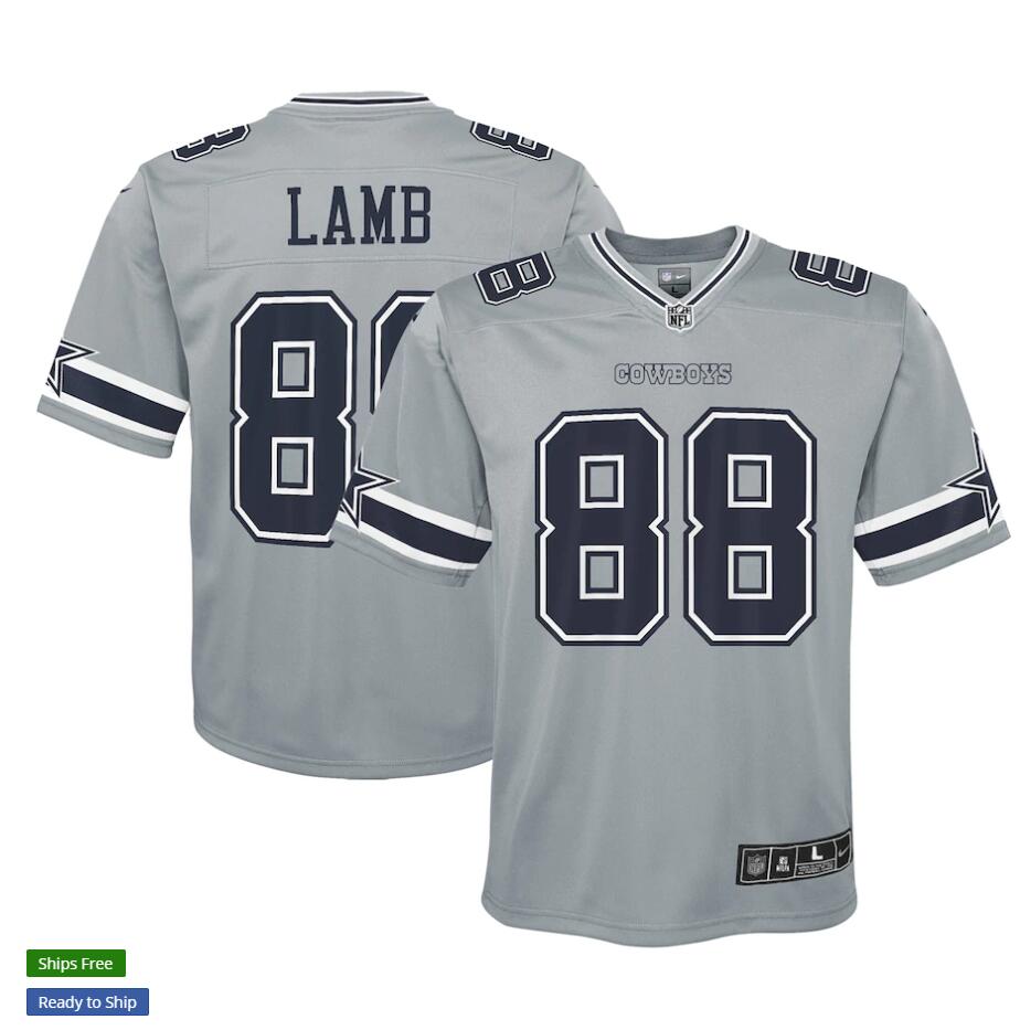 Youth Dallas Cowboys #88 CeeDee Lamb Nike Silver Inverted Legend Jersey