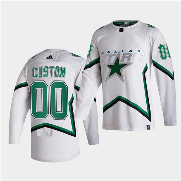 Youth Dallas Stars Custom adidas 2021 Reverse Retro White Special Edition Jersey Stitched