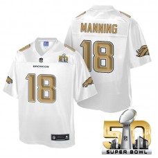 Youth Denver Broncos #18 Peyton Manning White 2016 Super Bowl 50 Pro Line Fashion Jersey