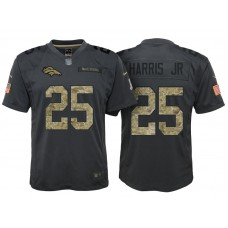 Youth Denver Broncos #25 Chris Harris Jr Camo Anthracite 2016 Salute to Service Game Jersey