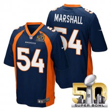 Youth Denver Broncos #54 Brandon Marshall Navy Blue 2016 Super Bowl 50 Game Jersey
