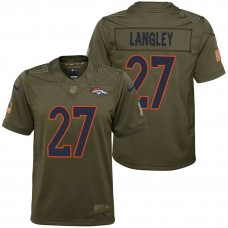 Youth Denver Broncos Brendan Langley Olive 2017 Salute to Service Game Jersey