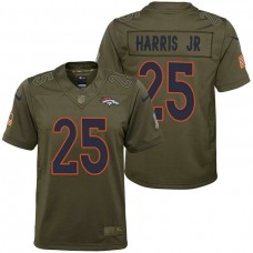 Youth Denver Broncos Chris Harris Jr Olive 2017 Salute to Service Game Jersey