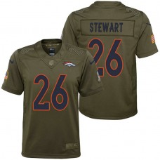 Youth Denver Broncos Darian Stewart Olive 2017 Salute to Service Game Jersey