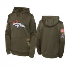 Youth Denver Broncos Nike Olive 2022 Salute to Service Performance Hoodie