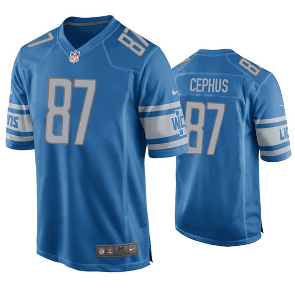 Youth Detroit Lions #87 Quintez Cephus Nike Blue Limited Jersey