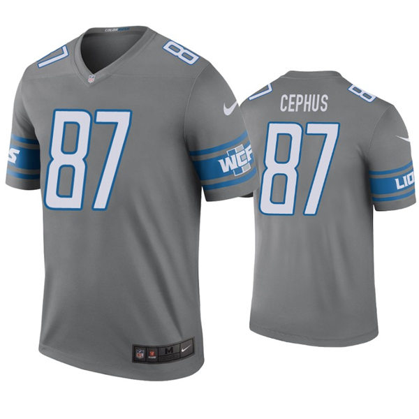 Youth Detroit Lions #87 Quintez Cephus Nike Silver Color Rush Jersey