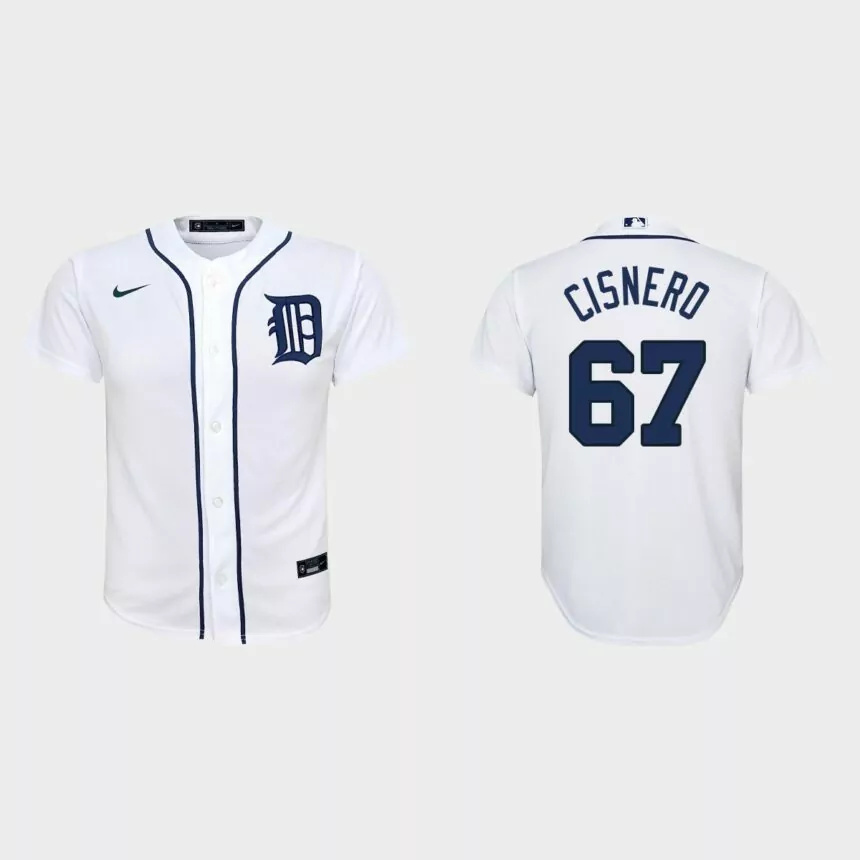 Youth Detroit Tigers #67 Jose Cisnero White Replica Home Jersey.jpg