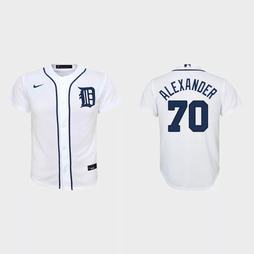 Youth Detroit Tigers #70 Tyler Alexander White Replica Home Jersey.jpg