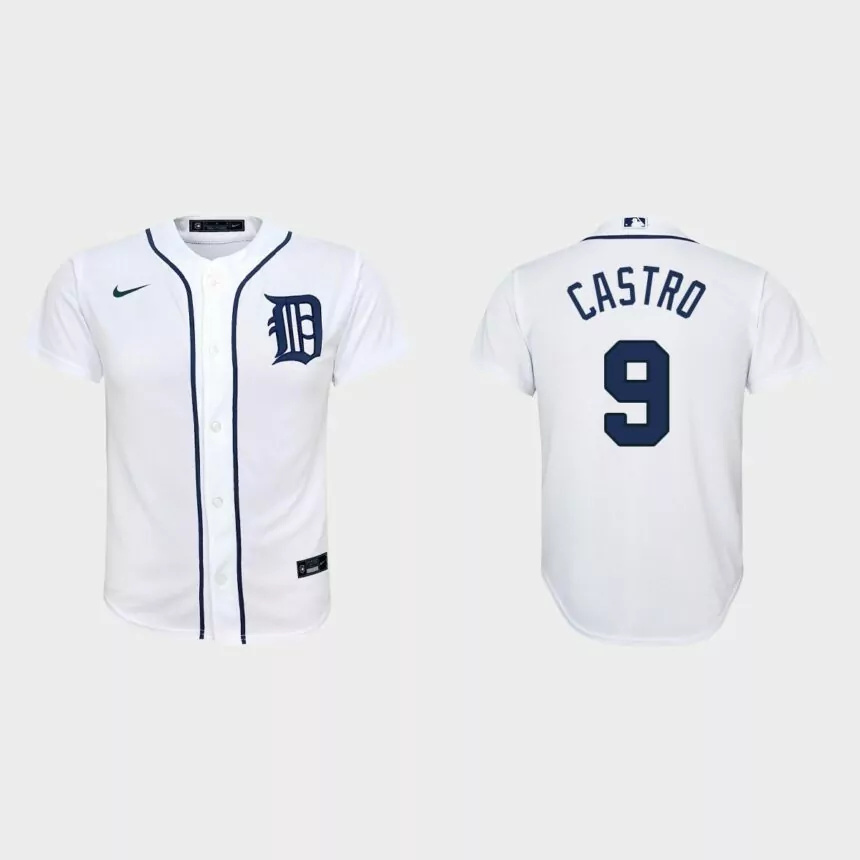 Youth Detroit Tigers #9 Willi Castro White Replica Home Jersey.jpg
