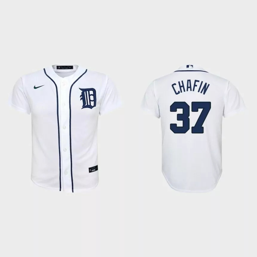Youth Detroit Tigers Andrew Chafin White Replica Home Jersey.jpg