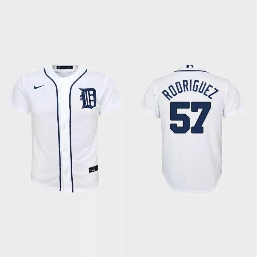 Youth Detroit Tigers Eduardo Rodriguez White Replica Home Jersey.jpg