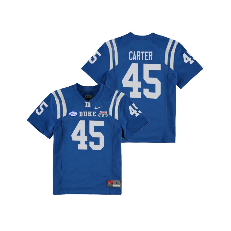 Youth Duke Blue Devils Royal 2018 Independence Bowl Griffin Carter College Football Jersey