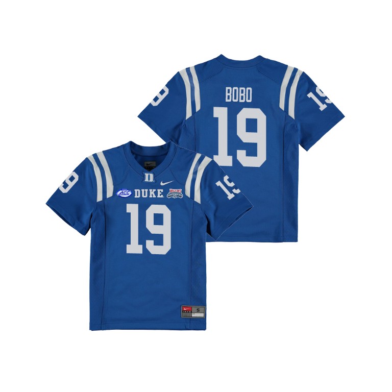 Youth Duke Blue Devils Royal 2018 Independence Bowl Jake Bobo College Football Jersey