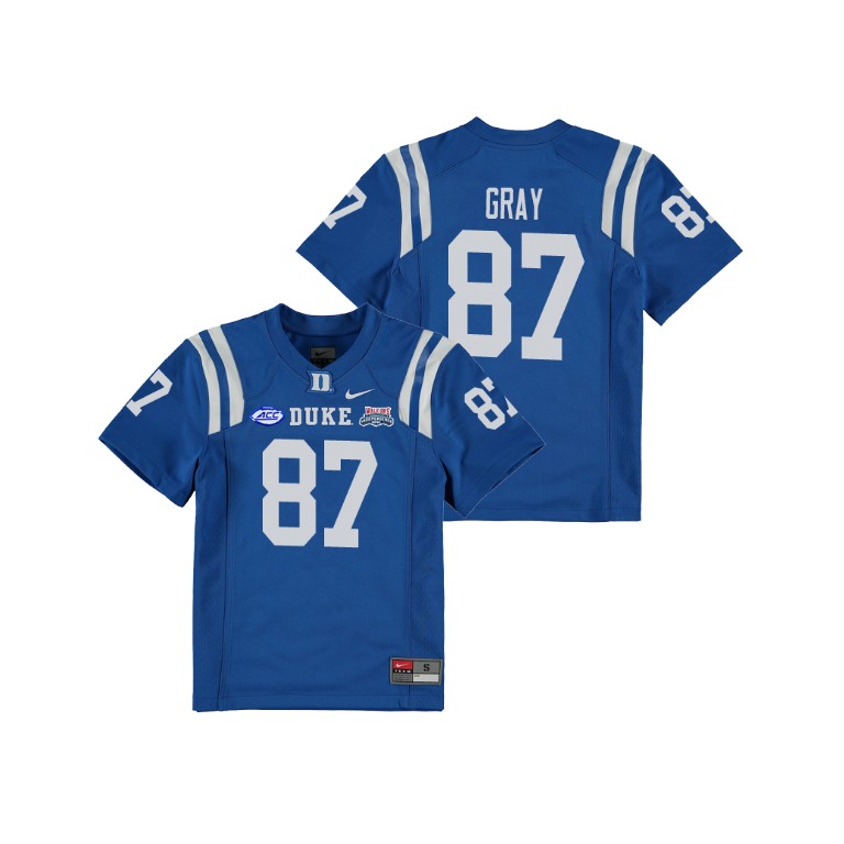 Youth Duke Blue Devils Royal 2018 Independence Bowl Noah Gray College Football Jersey