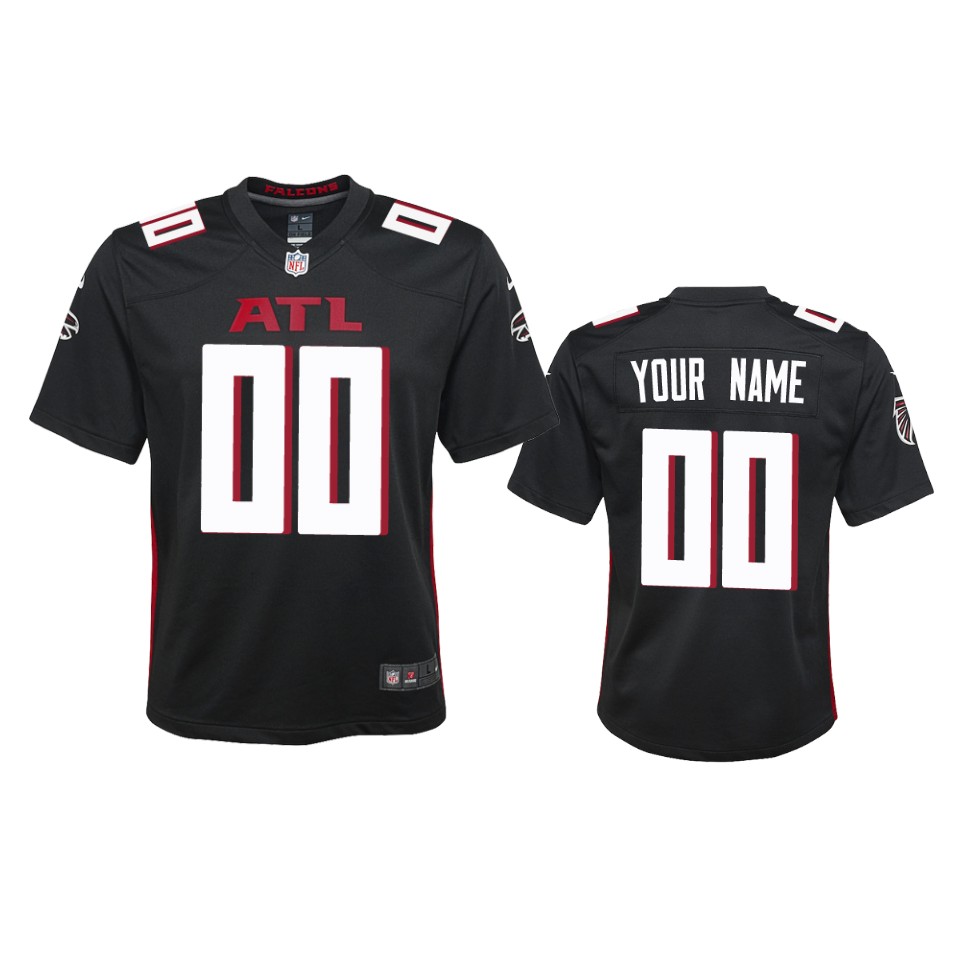 Youth Falcons Black Custom Game Jersey