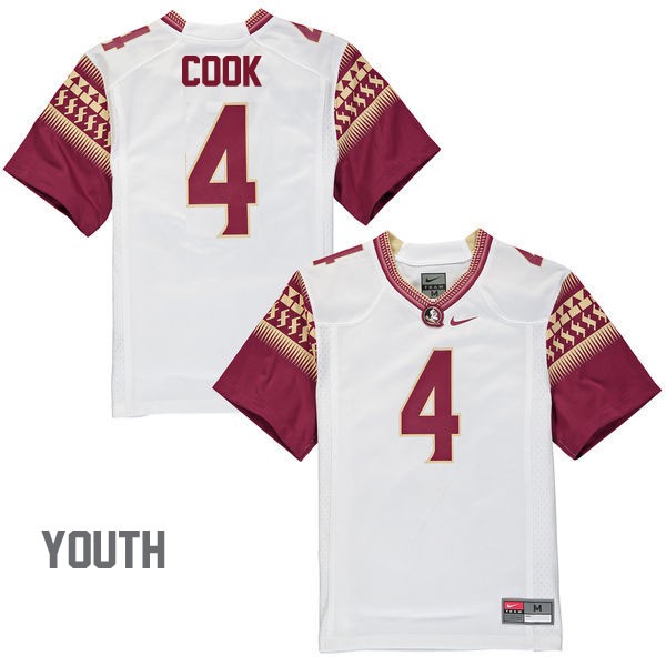 Youth Florida State Seminoles #4 Dalvin Cook White Football Jersey