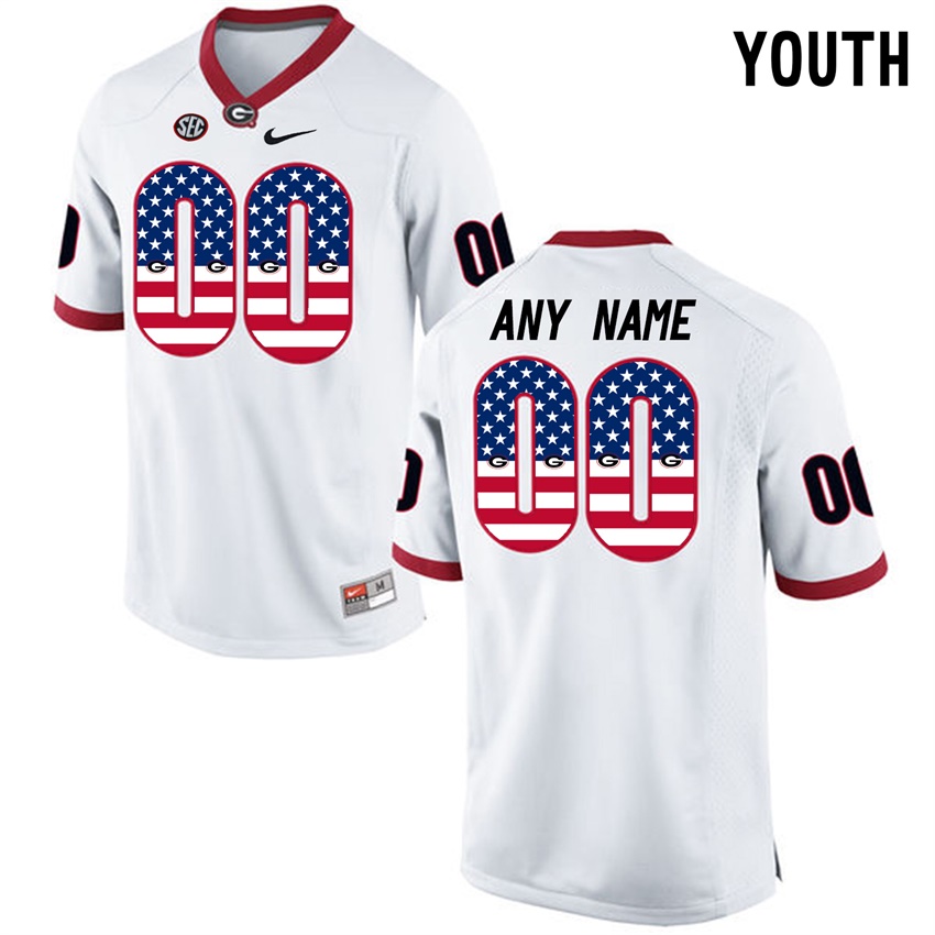 Youth Georgia Bulldogs White College Football Custom Limited Jersey