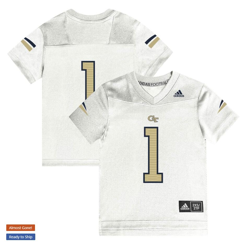 Youth Georgia Tech Yellow Jackets Custom Durant Brooks Pat Swilling Billy Shaw DARREN WALLER Pressley Harvin III White Yellow Adidas Football Jersey