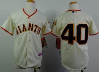 Youth Giants #40 Madison Bumgarner Cream MLB Jersey