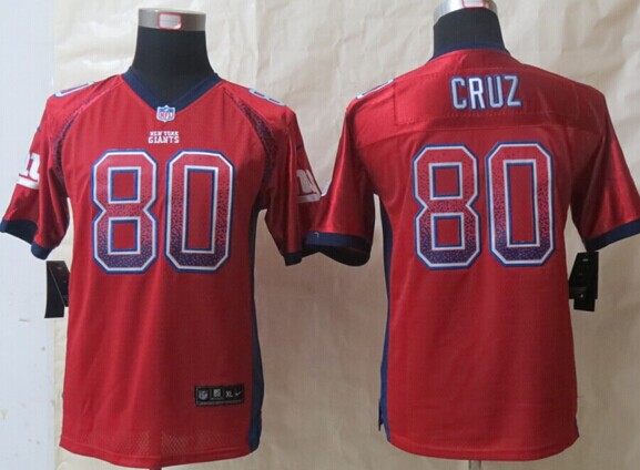 Youth Giants #80 Victor Cruz Red Alternate NFL Elite Drift Fashion Jersey