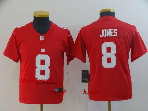 Youth Giants 8 Daniel Jones Red Youth Inverted Legend Limited Jersey
