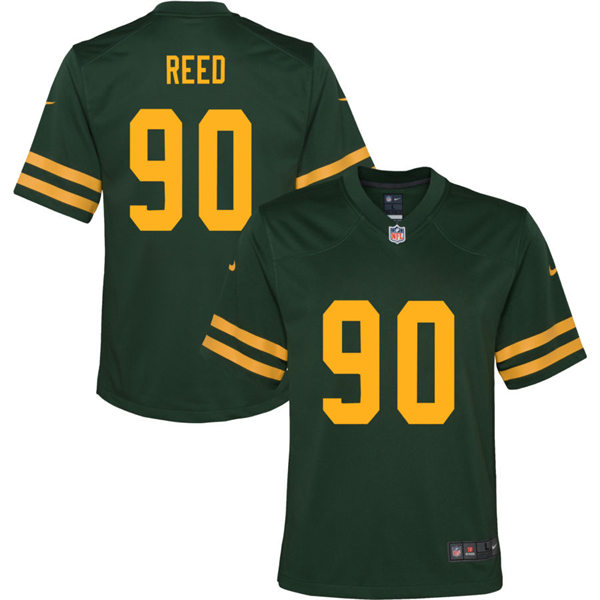 Youth Green Bay Packers #90 Jarran Reed Nike 2021 Green Alternate 1950s Retro Jersey