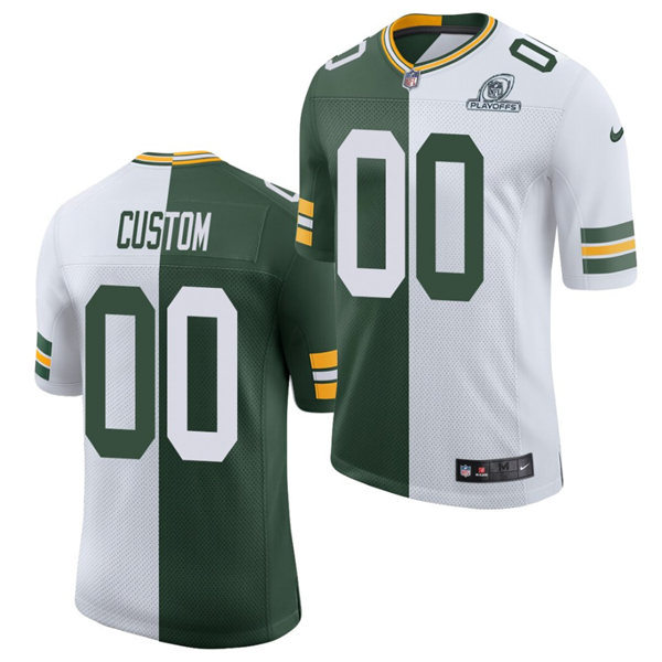 Youth Green Bay Packers Custom Davante Adams Jaire Alexander Cal Hubbard Jerry Kramer Brett Favre Nike Green White Split Classic