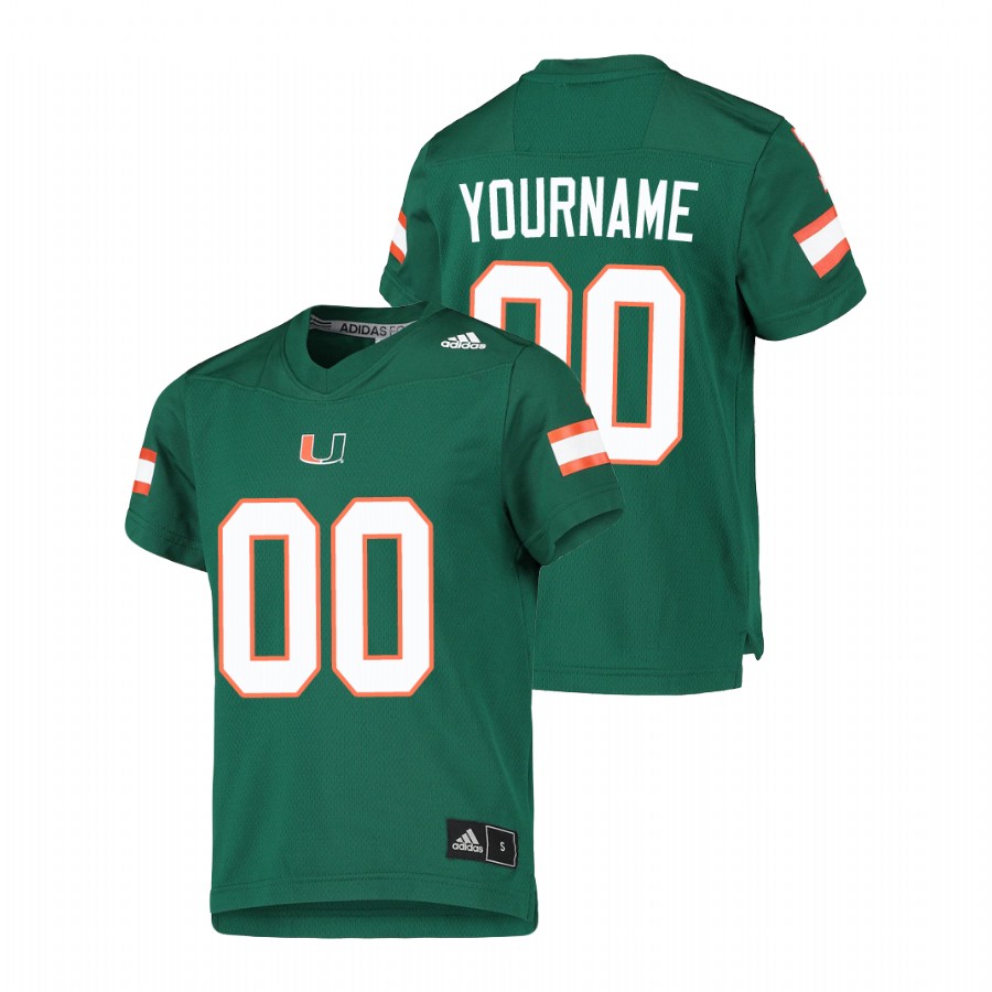 Youth Green Miami Hurricanes Custom College Football Replica Jersey Youth Jersey