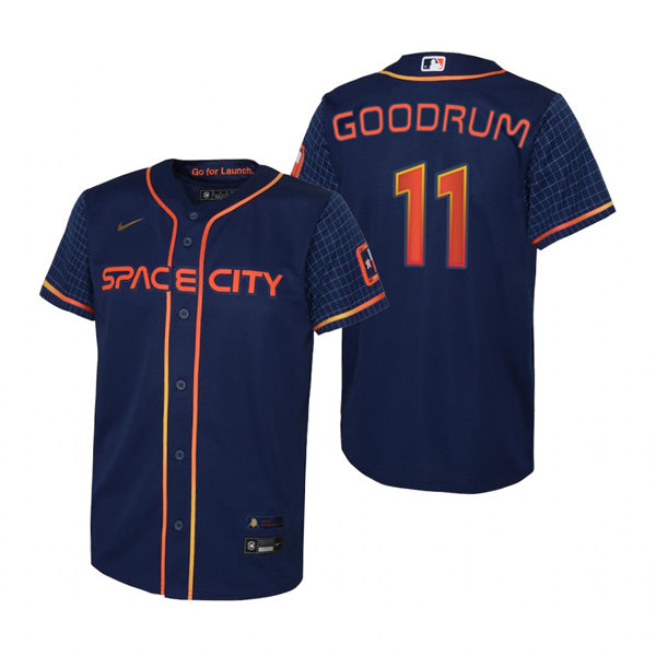 Youth Houston Astros #11 Niko Goodrum Nike Navy 2022 City Connect Jersey