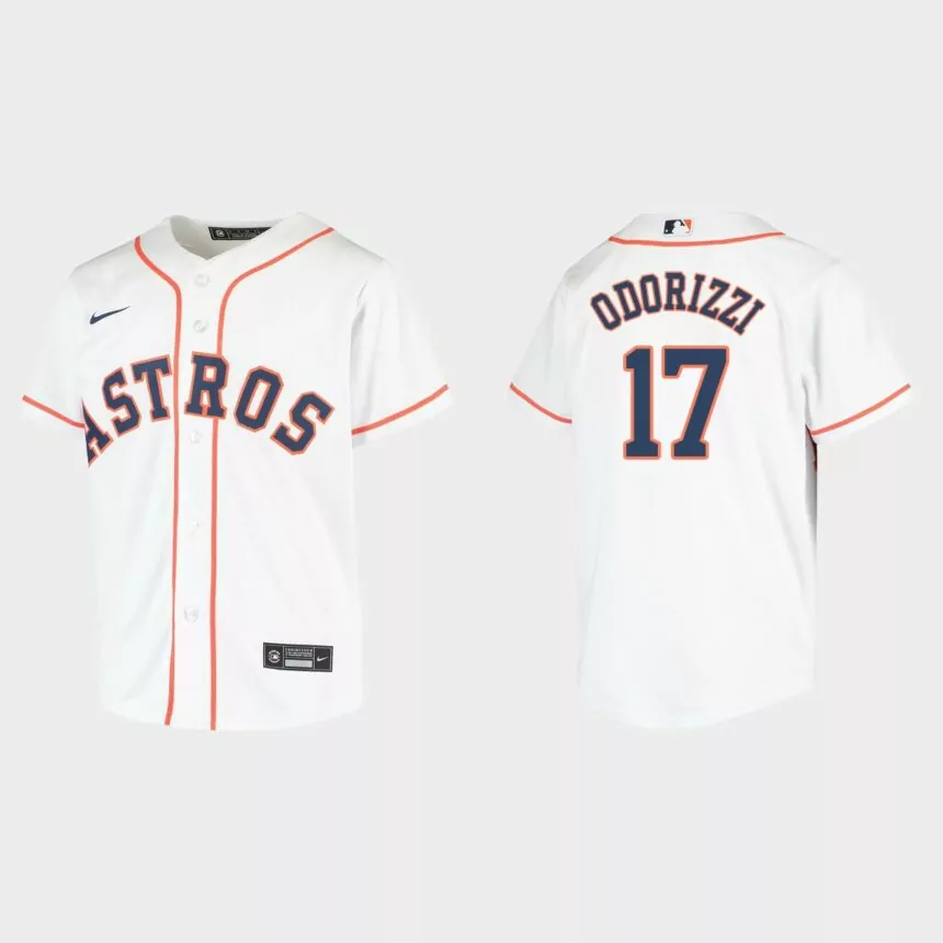 Youth Houston Astros #17 Jake Odorizzi White Replica Home Jersey