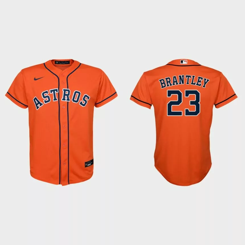 Youth Houston Astros #23 Michael Brantley Orange Replica Alternate Jersey