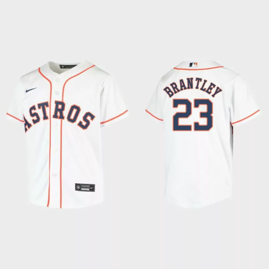Youth Houston Astros #23 Michael Brantley White Replica Home Jersey
