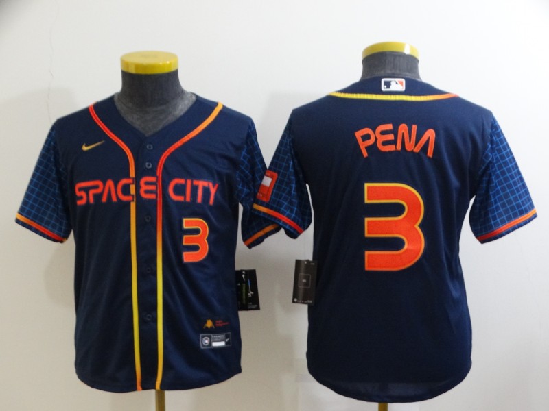 Youth Houston Astros #3 Jeremy Pe?a 2022 Navy City Connect Stitched Jersey