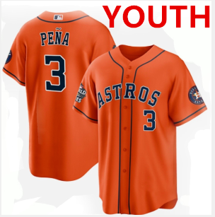 Youth Houston Astros #3 Jeremy Pen?a Orange 2022 World Series Home Stitched Baseball Jersey