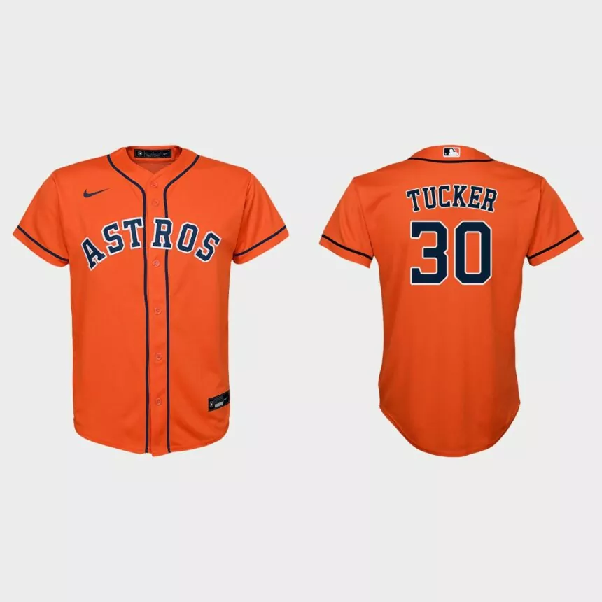 Youth Houston Astros #30 Kyle Tucker Orange Replica Alternate Jersey