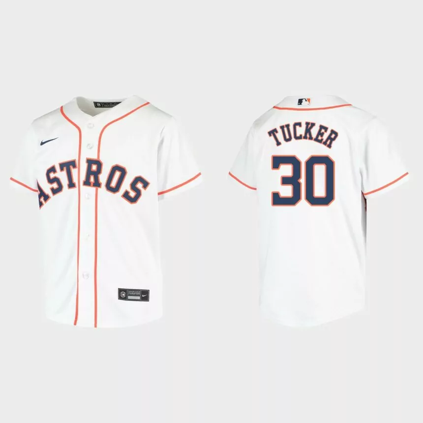 Youth Houston Astros #30 Kyle Tucker White Replica Home Jersey