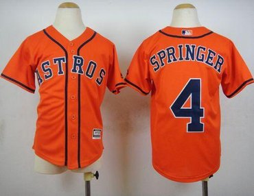 Youth Houston Astros #4 George Springer Orange Cool Base Stitched Baseball Jersey
