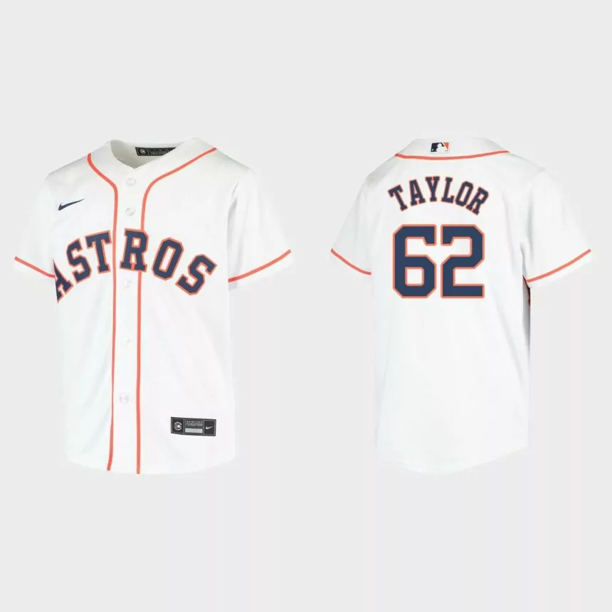 Youth Houston Astros #62 Blake Taylor White Replica Home Jersey