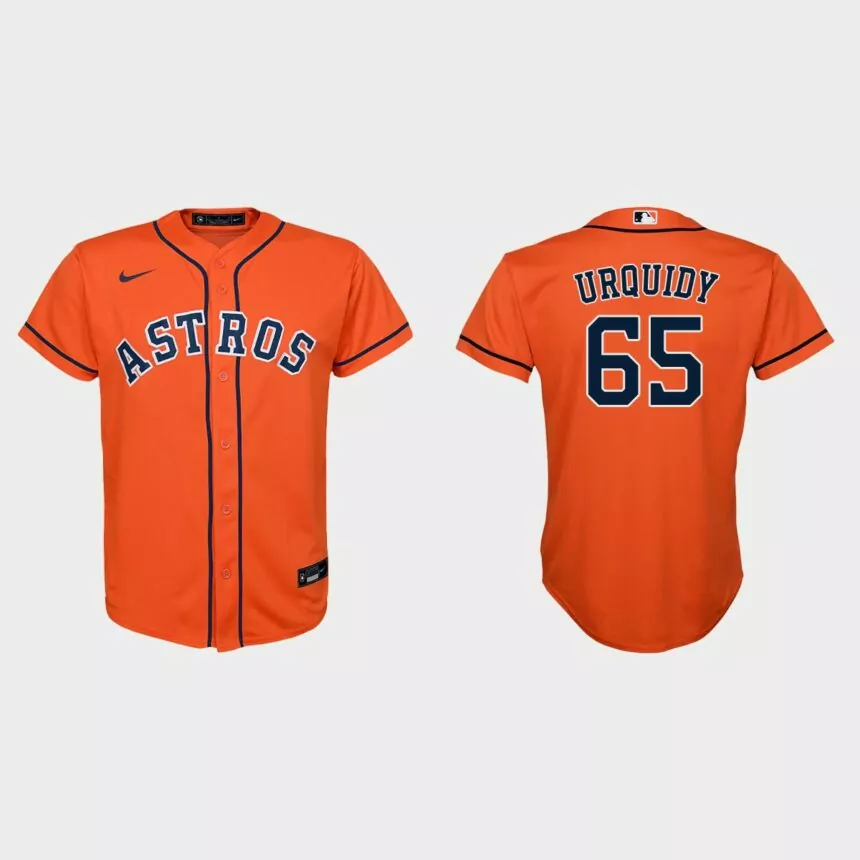 Youth Houston Astros #65 Jose Urquidy Orange Replica Alternate Jersey